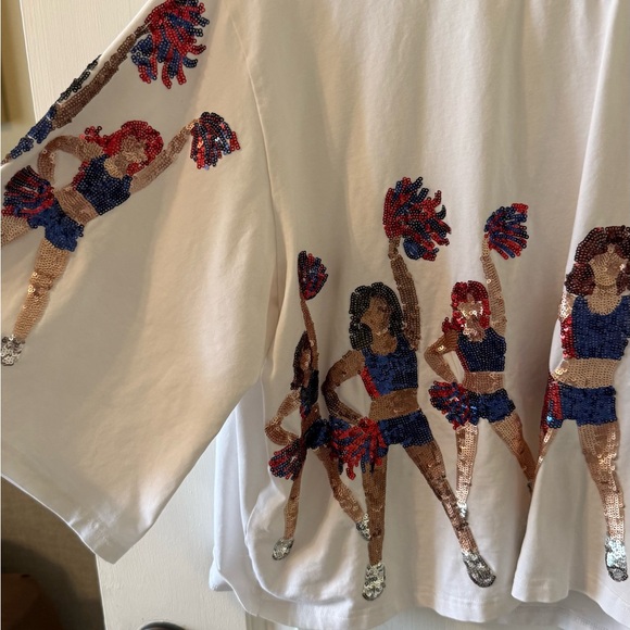 Jordan White Crop Top with Sequin Cheerleader Design - Picture 2 of 5